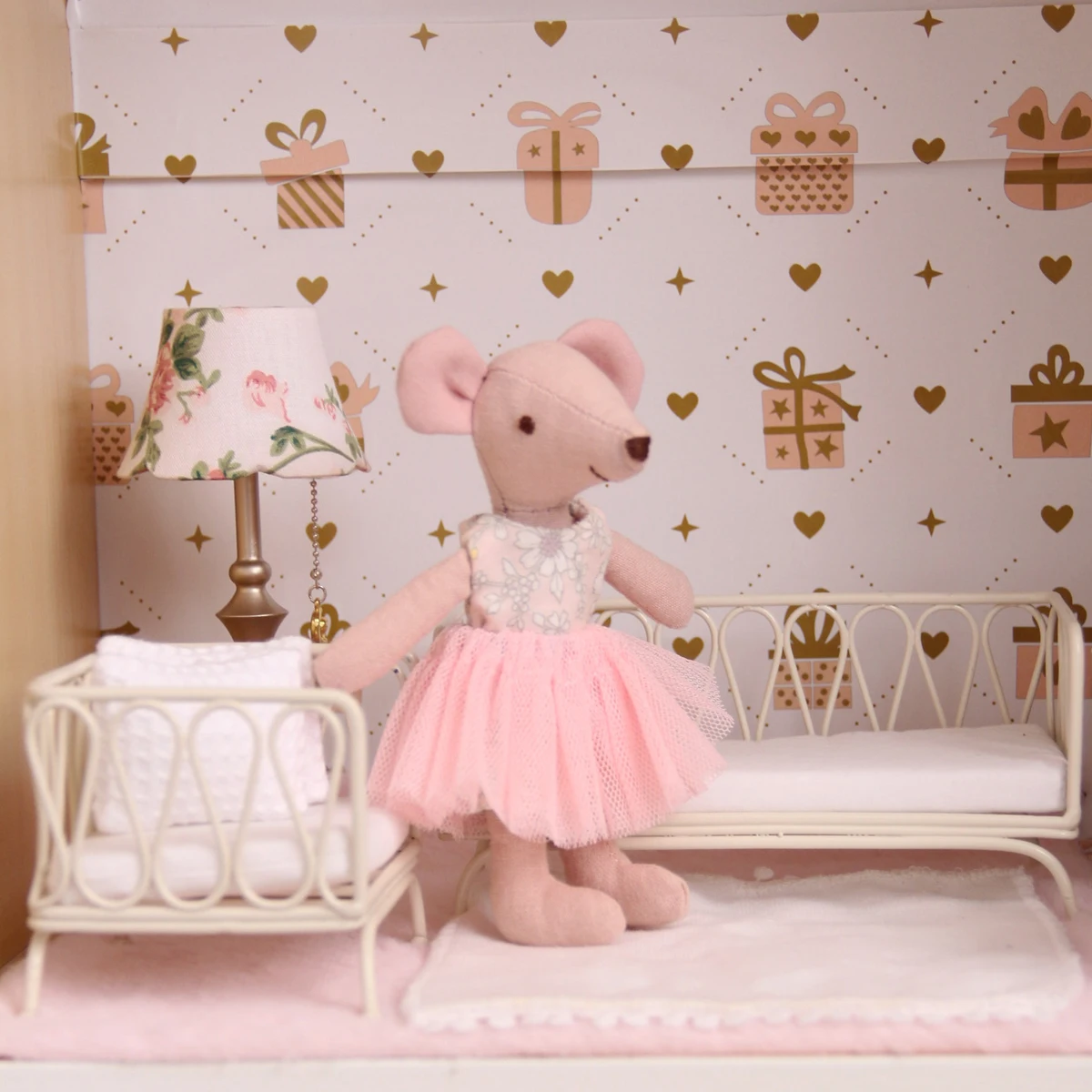 ألعاب لعب التظاهر المصغرة كراسي فردية ومزدوجة من الحديد المطاوع مناسبة لملحقات بيت الدمى Bjd Ob11 #6