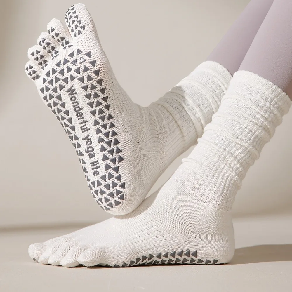 

Спортивные носки с пятью пальцами, силиконовые, противоскользящие, для йоги, женские, универсальный размер, эластичные, для пилатеса