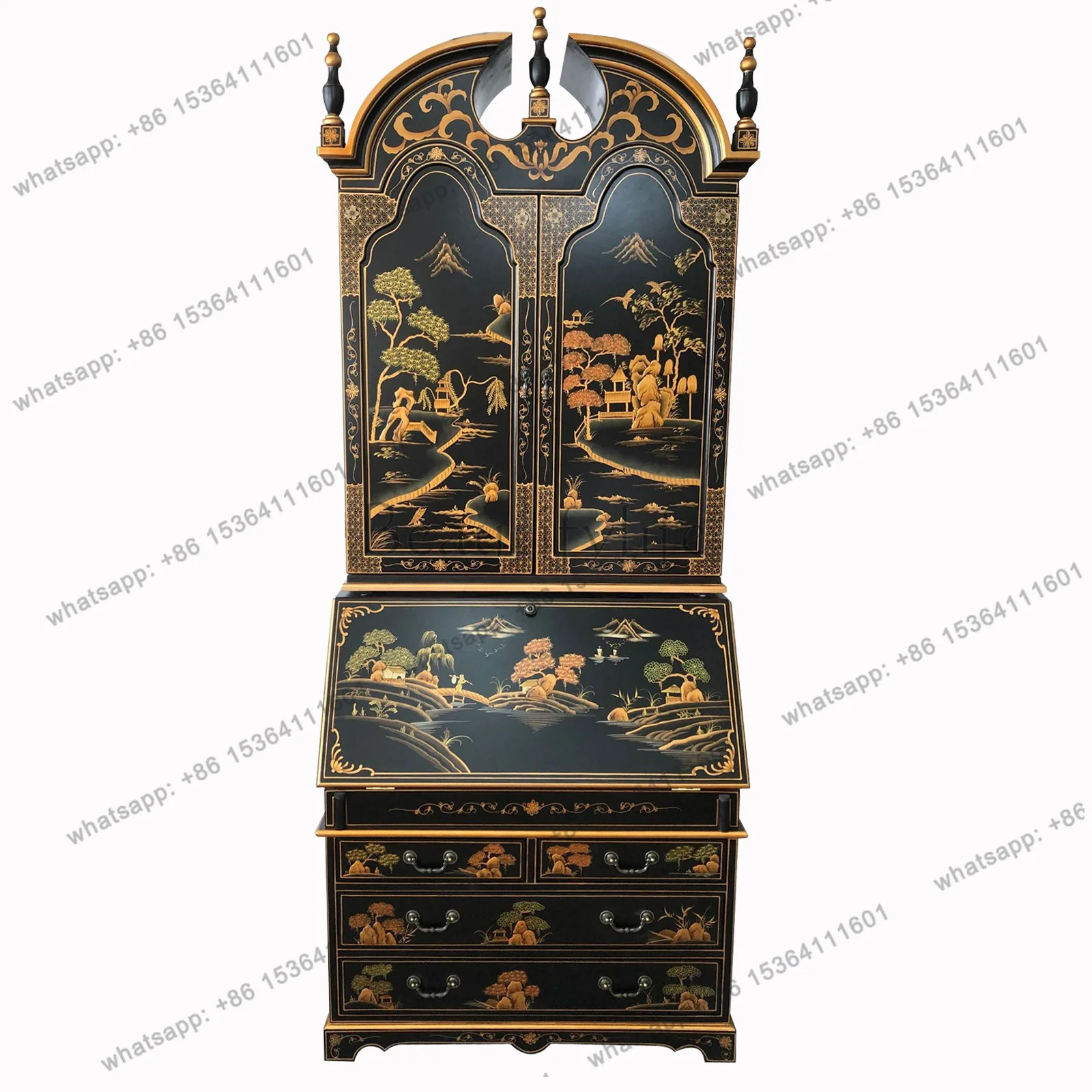 French Chinese style decorative cabinet retro hand-painted landscape antique locker