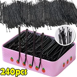 Grampo De Cabelo Preto Para Mulheres, Lady Bobby Pins, Onda Invisível, Encaracolado, Noiva, Hairgrip Descartável, Presilha, Grampos De Cabelo, 60 Pcs, 240Pcs