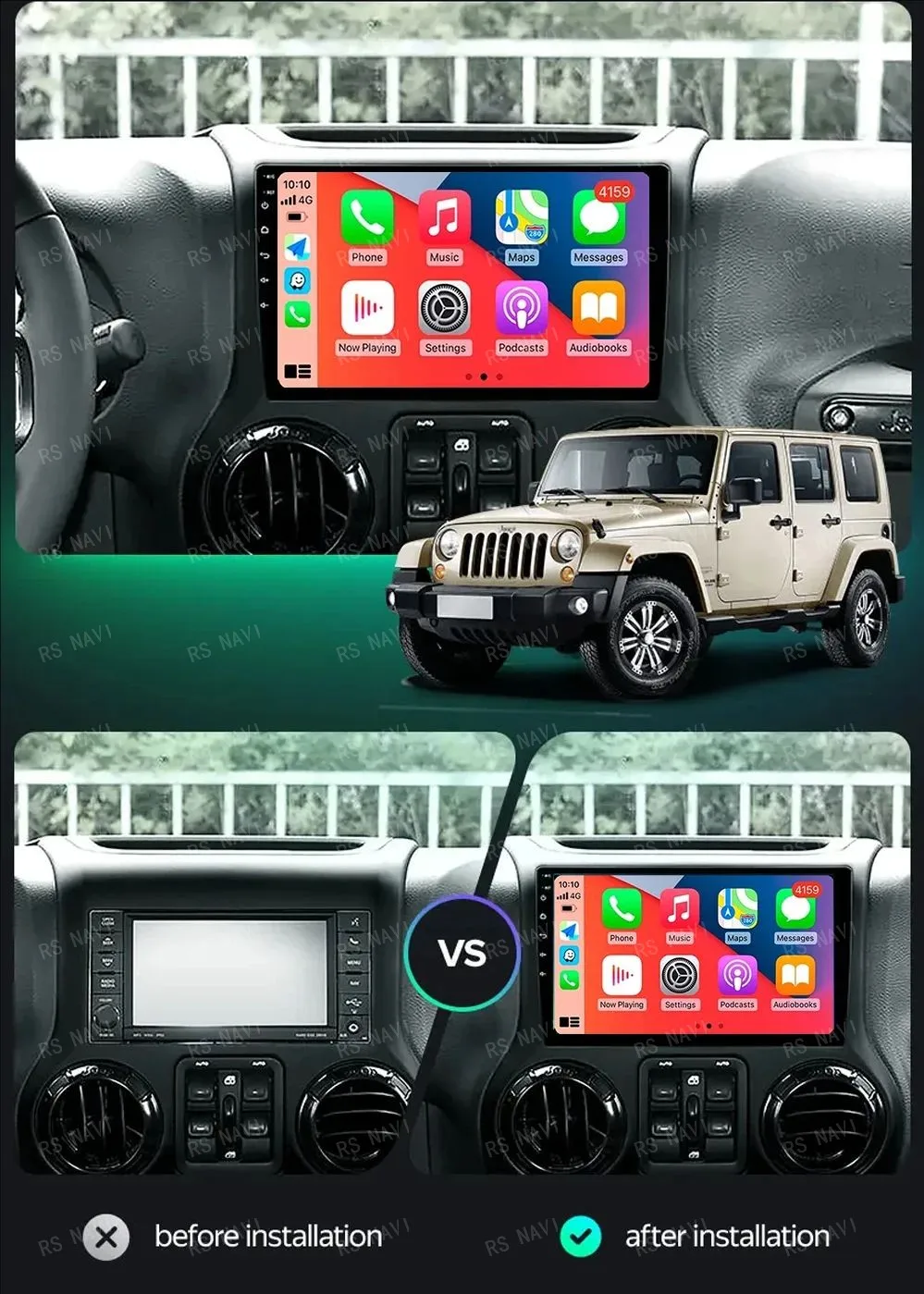 Radio samochodowe CarPlay Android 14 dla Jeep Wrangler 3 JK 2011-2018 Odtwarzacz multimedialny GPS Autoradio Navi Stereo 4G + WIFI DSP 2din