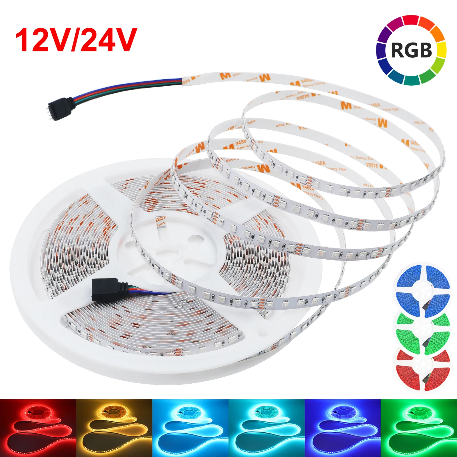 

RGB 3535 8mm PCB LED Strip Light 120LEDs/M TV Led Backlight Flexible Ribbon Tape DC12V 24V 5M 10M Led Light for Room Decoration