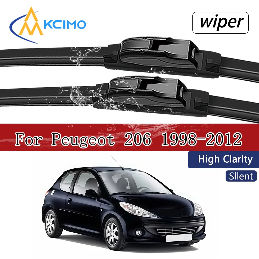 Set mit 2 Gummi-Scheibenwischerblättern für Peugeot 206 1998–2012, Scheibenwischerblätter für alle Jahreszeiten, klare Sicht, direkte Passform