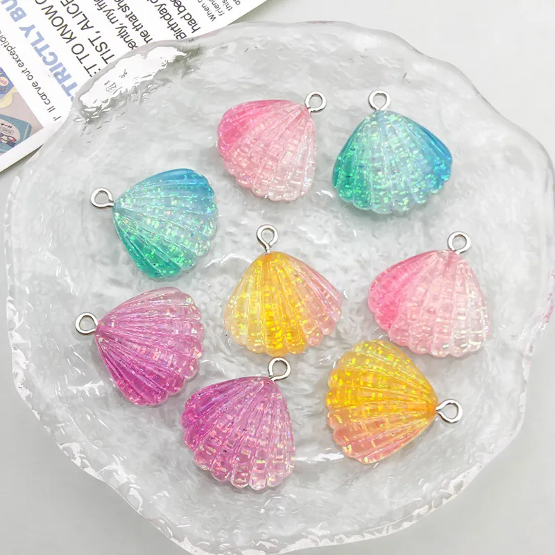 6/8Pcs Sequins Transparent Shells Cute Pendant Resin Seashell Charms for DIY Accessories For Making Jewelry Necklace Bracelet