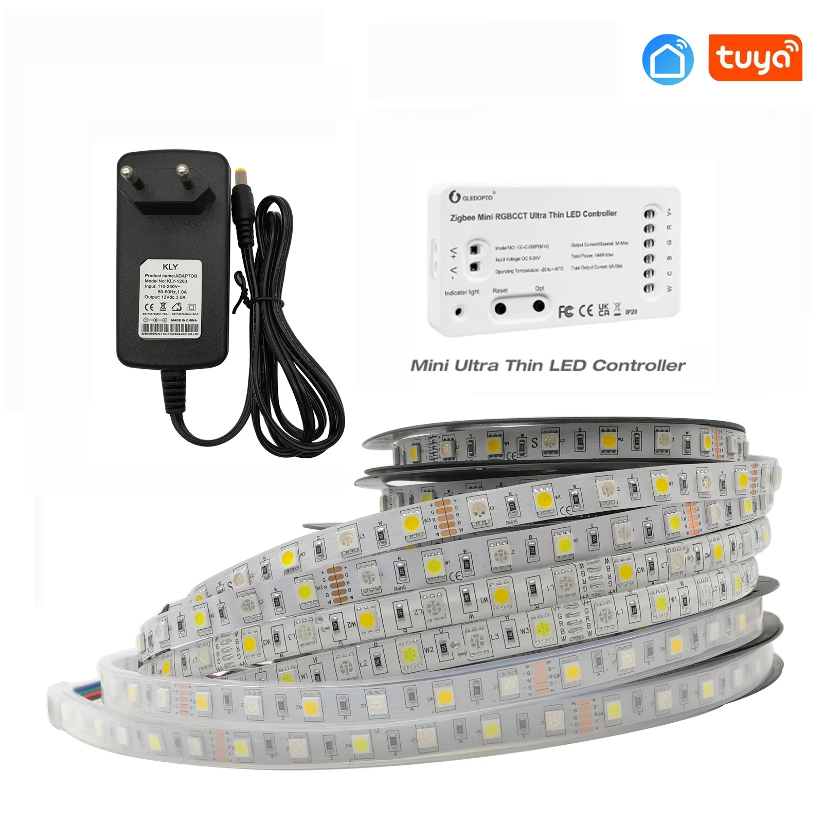

Zigbee RGB CCT RGBW 5050SMD Светодиодная лента 12 В 5 м 10 м Гибкая регулируемая лампа для украшения комнаты Приложение Голосовое управление Alexa
