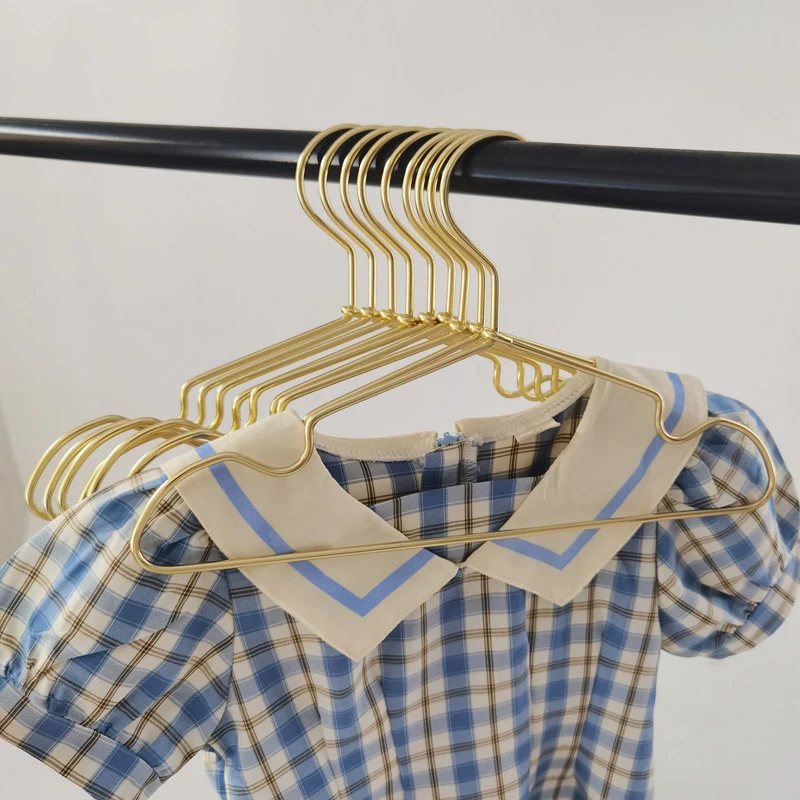 10pcs Children Clothing Hanger with Non-Slip Grooves Metal Hanger for Girls Boys Shirts Skirts Coats