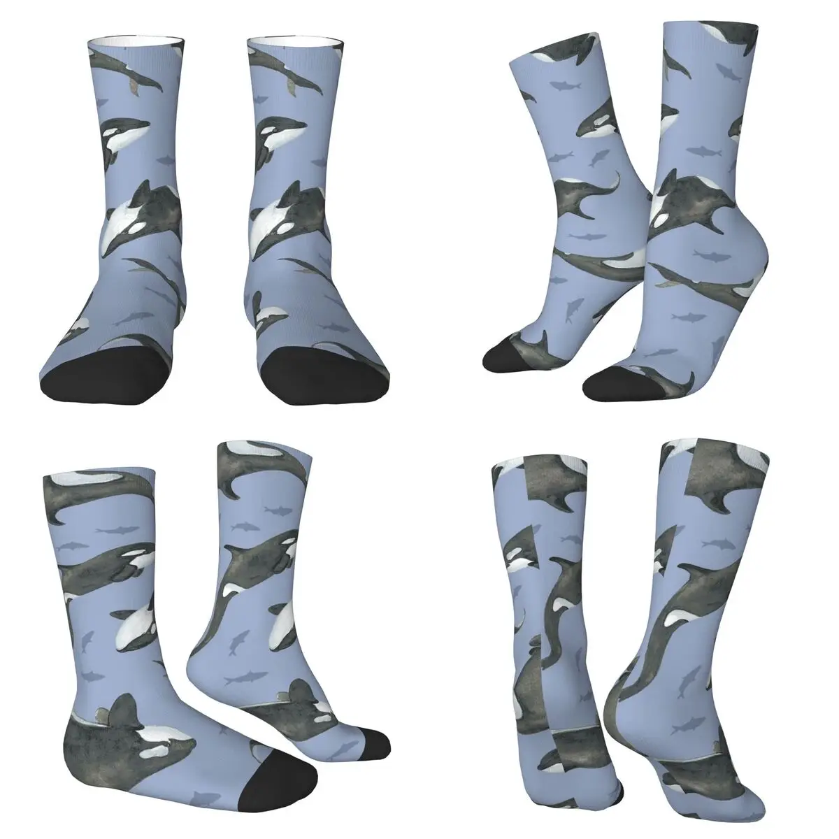 Group Of Orca Whales Swimming In The Ocean Socks Harajuku High Quality Stockings All Season Long Socks for Valentine's Day Gifts
