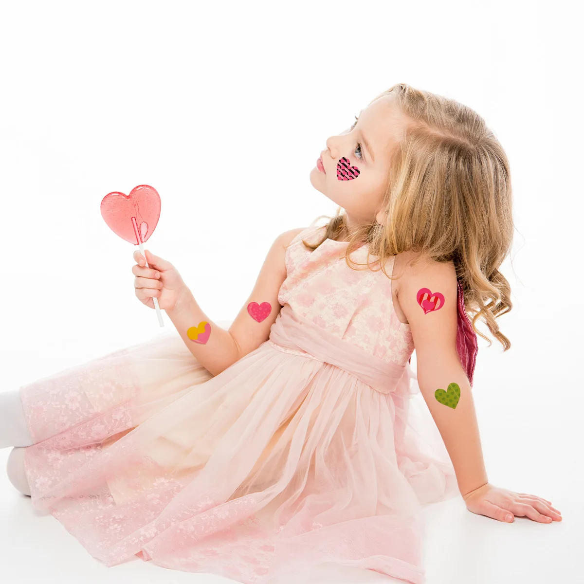 Selling New Children\'s Color Love Heart Tattoo Sticker Valentine\'s Day Mother\'s Day Face Sticker Heart Tattoo Sticker