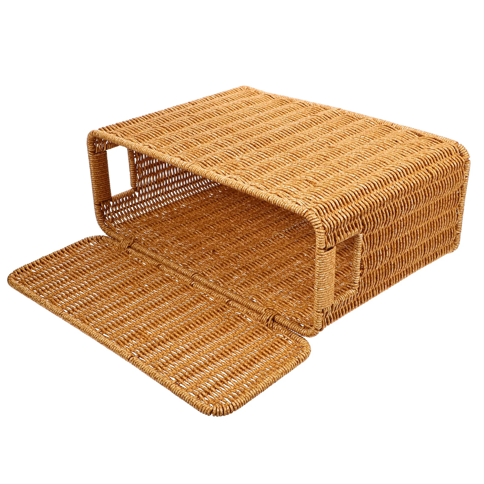 Multifunctional Woven Basket with Lid Storage Container for Kitchen Organizing Sundries Laundry Tabletop Decor