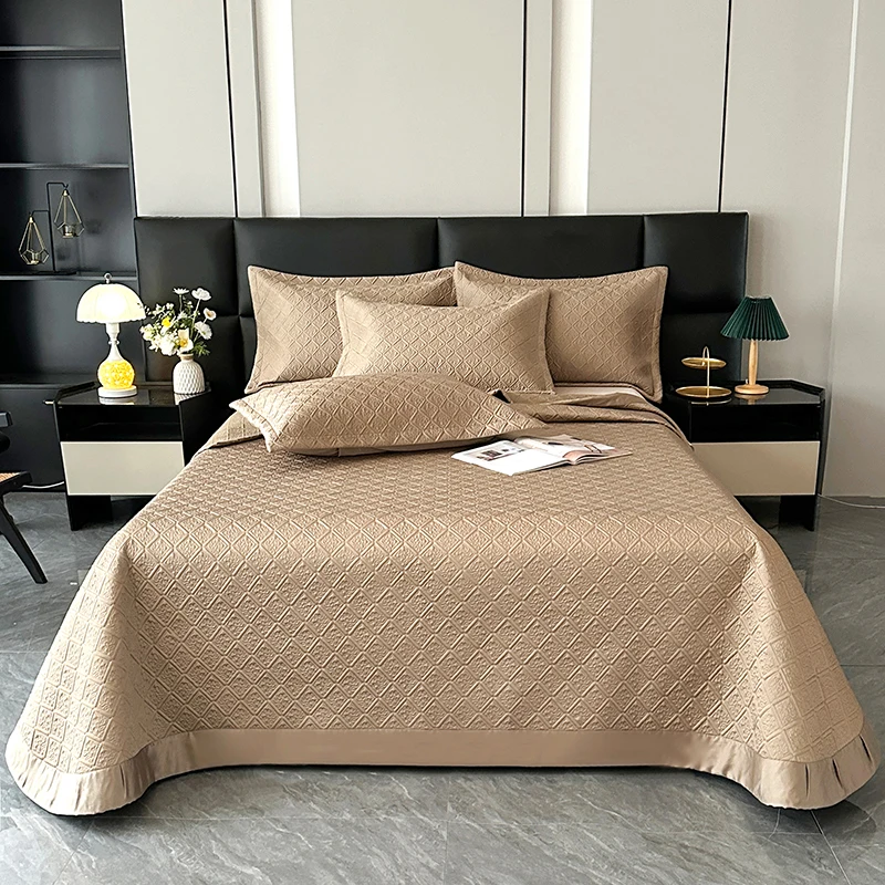 3Pcs Soft Silky Cooling Lyocell Quilted Bedspread Bed Cover Mattress Topper Coverlet Bed Sheet Summer Mat With Pillowcases