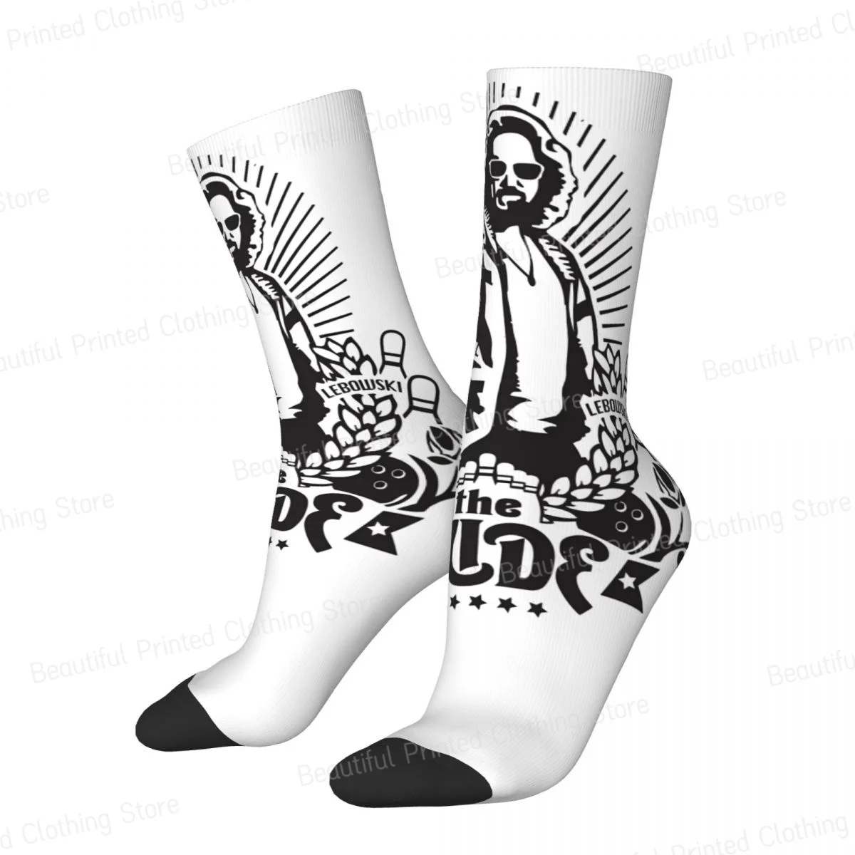 The Dude The Big Lebowski Unisex Four Seasons Socks Hip Hop Happy Crew Socks Street Style Crazy Sock