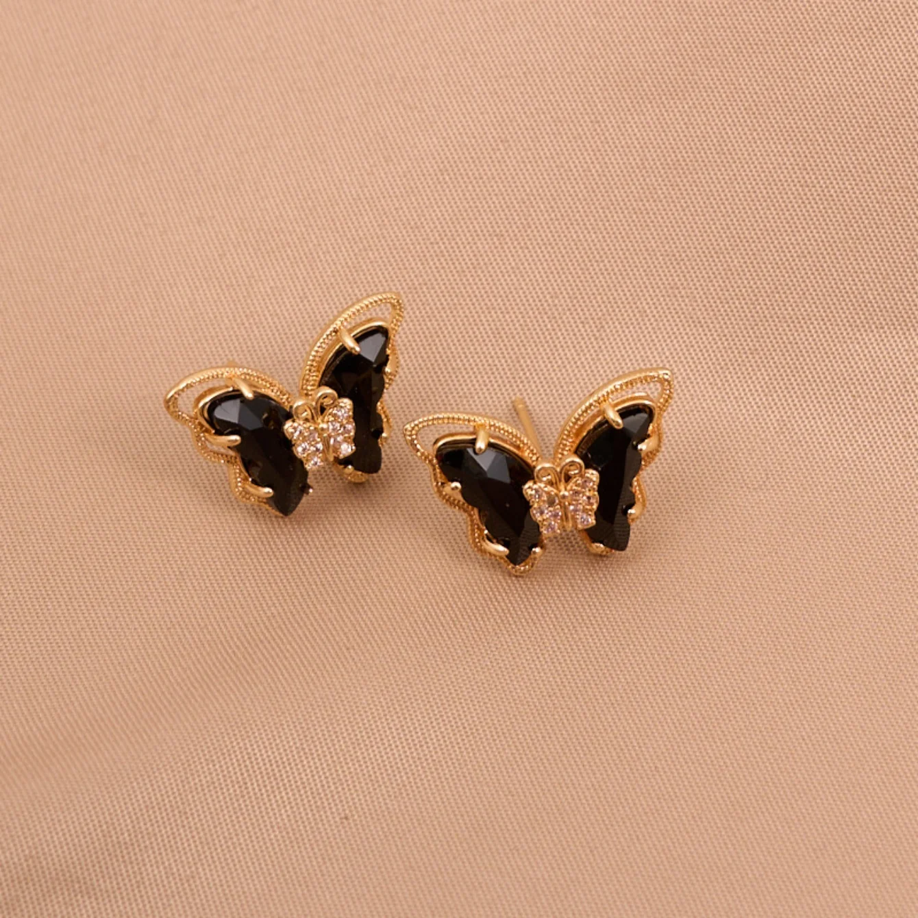 2 PCS Butterfly Jewelry Set Exquisite Green Butterfly Pendant Necklace Stud Earrings Black Yellow Purple Jewelry for ladies image 6