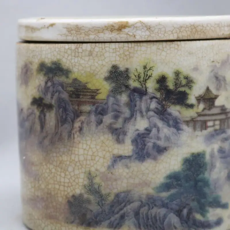 Chinese Porcelain Qing Qianlong Jiangnan Water Township Cricket Pots 4.13 Inch