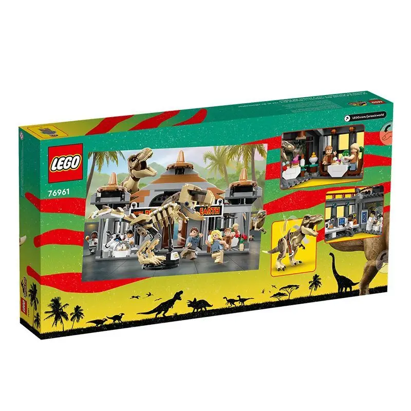 LEGO Jurassic Park Visitor Center: T. rex & Raptor Attack 76961 Buildable Dinosaur Toy Dino Skeleton Figure 6 Minifigures Gift