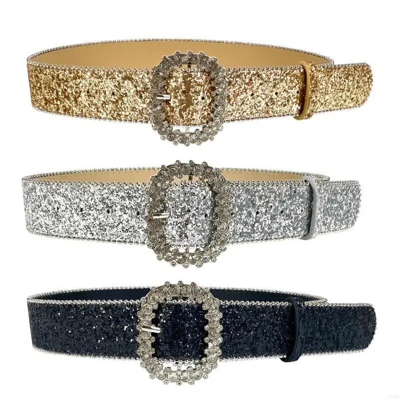 Sparkling Glitters Belt Eye Catching Blingbling Dress Pants Belt for Theme Event