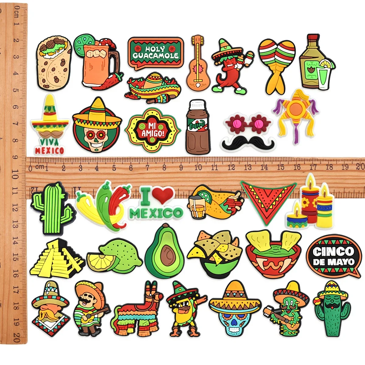 Mexico Series shoe buckles charms accessories decorations for clog sneaker wristbands tumbler party unisex kids
