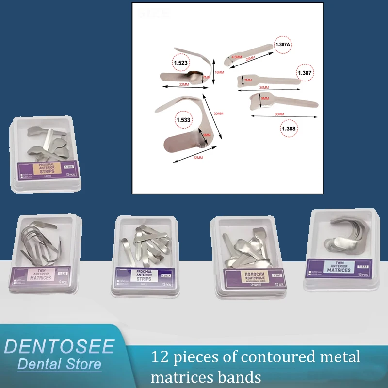 

Dental Matrix System for Anterior Teeth - Professional Stainless Steel Proximal Strips Set with Twin Band Design