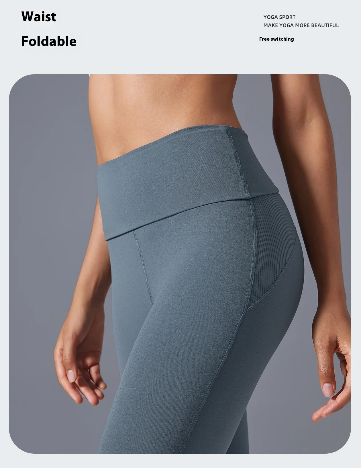 ارتفاع الخصر التخسيس متوهج اليوغا السراويل طوي حزام جرس قيعان الورك رفع البطن التحكم الرياضة اللياقة البدنية السراويل للنساء #5