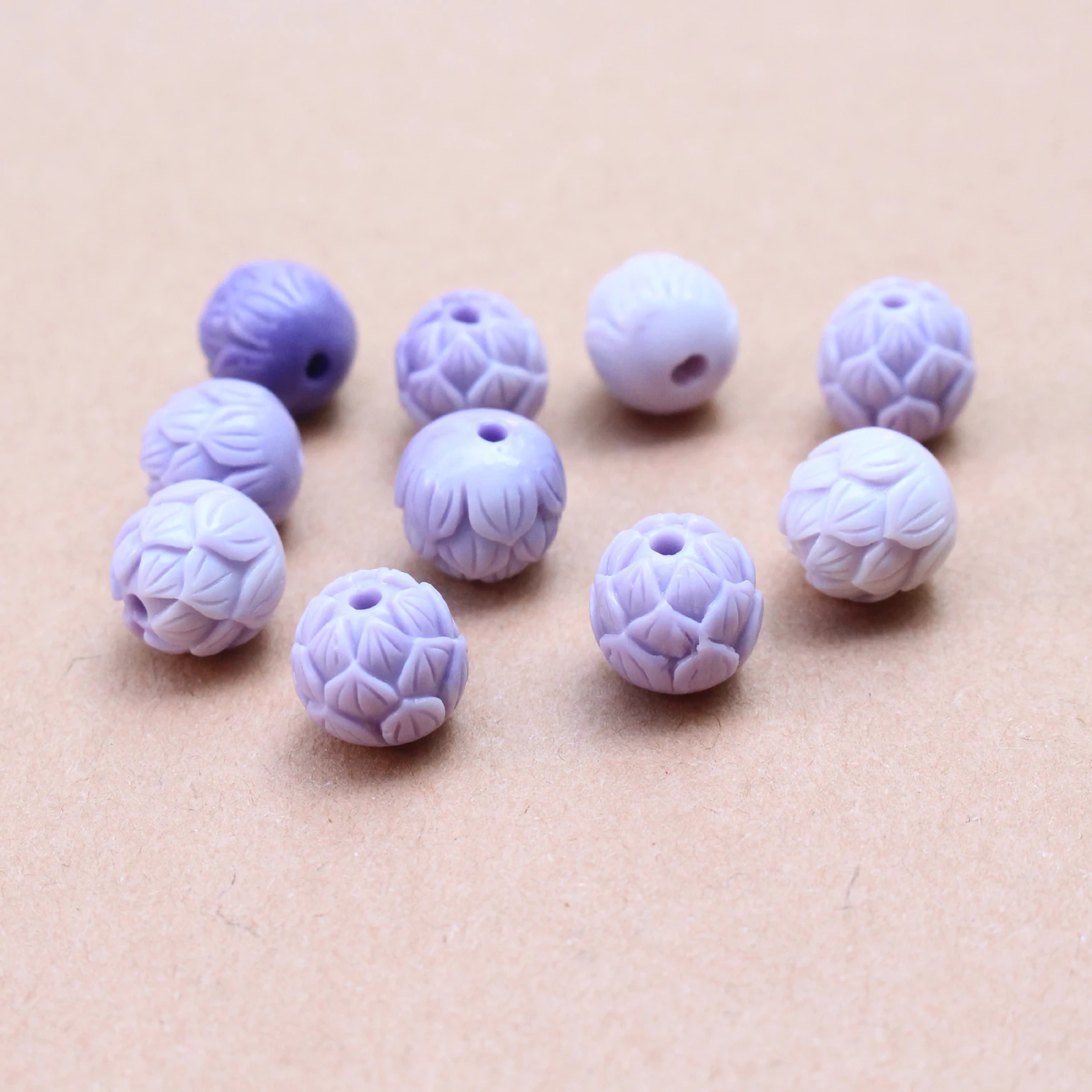 11mm Bead Carved Lotus Beads Artificial Coral Flower Pink Blue Purple for Jewelry Bracelet Necklace making DIY Craft Loose Beads