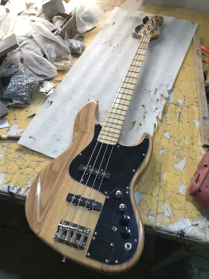 

Высококачественная 4-струнная искусственная кожа, пепельный корпус, Кленовая шея, активное электронное оборудование, настраиваемый, бесплатная доставка