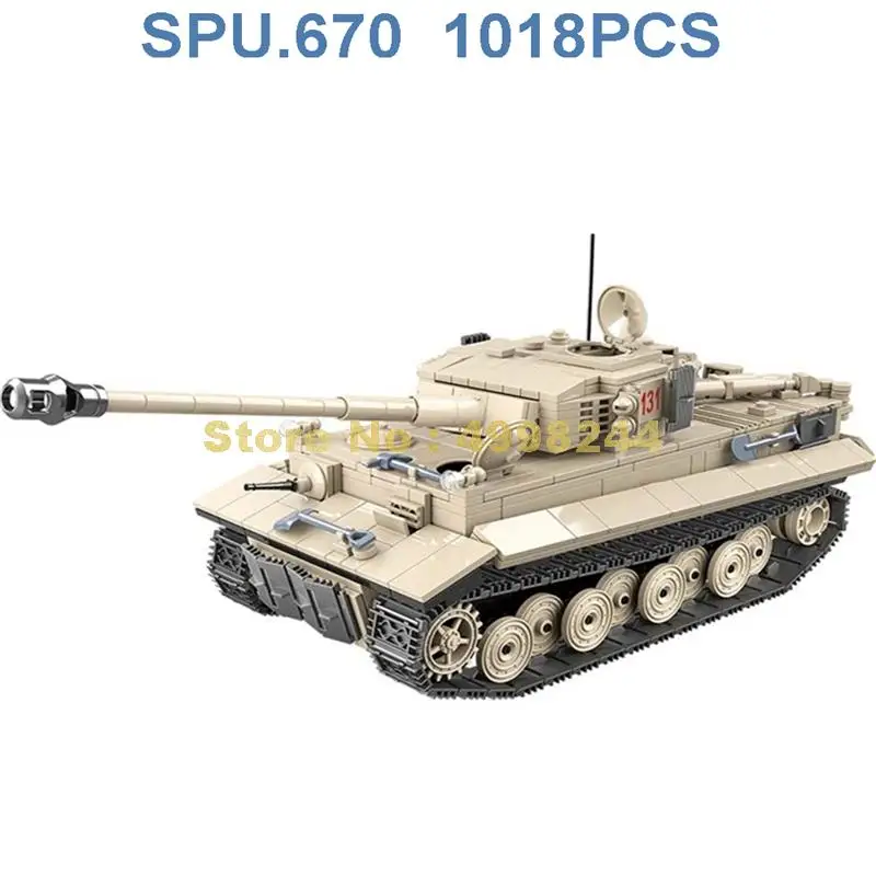 100061 1018pcs Military Army Tank Ww2 Tank 6 Dolls World War Ii Weapon Boy Building Blocks Toy