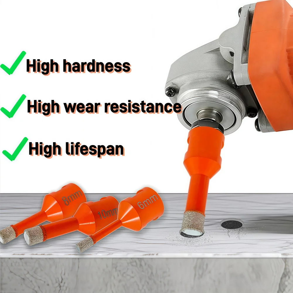 6/8/10/12mm 1 pz-4 pz Punta da trapano diamantata Piastrelle in gres porcellanato a secco Punta per nucleo in marmo Granito Marmo Foro Sega M14 Filettatura Foratura Corone