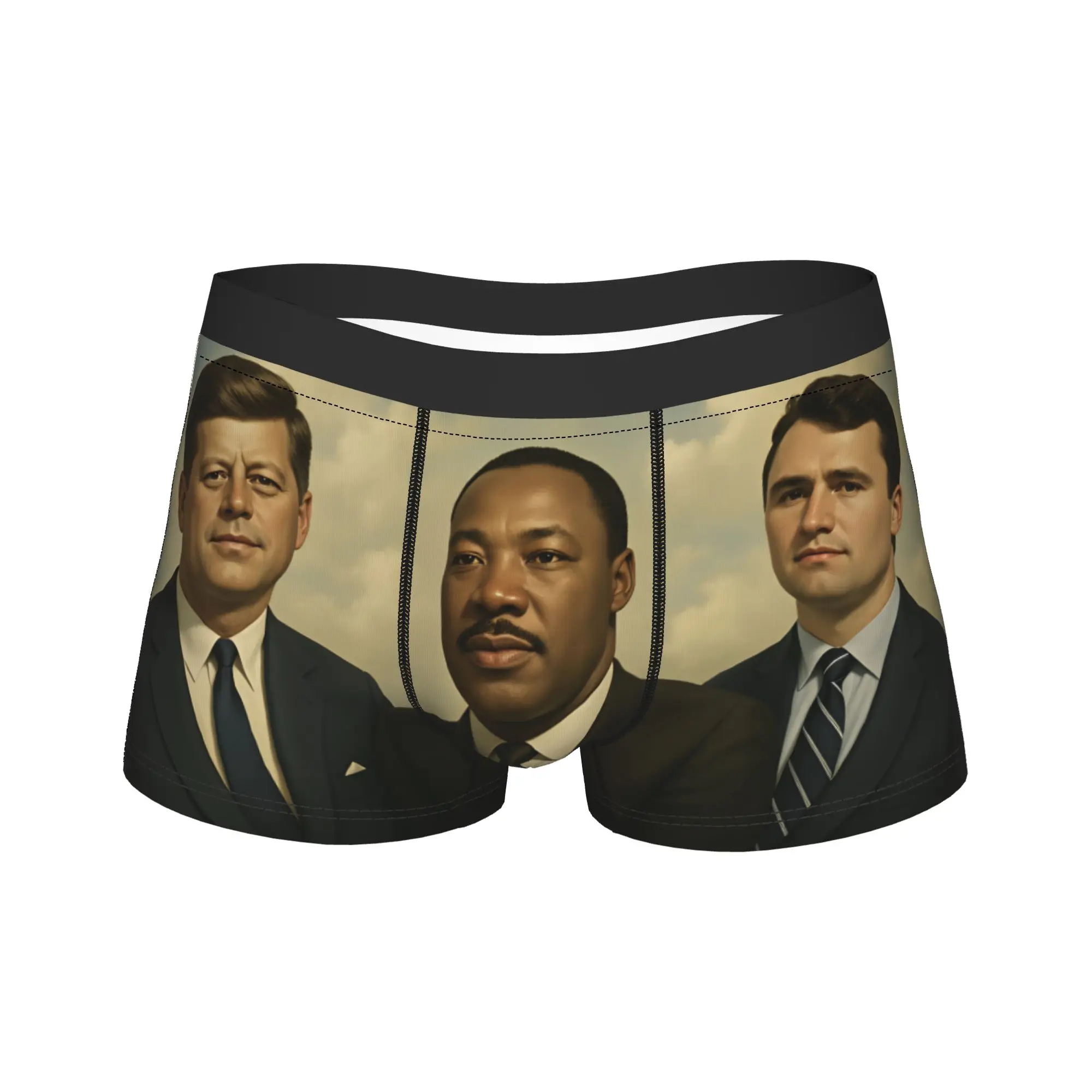 Charlie Kirk Martin Luther King John F Kennedy Portrait Underwear Underpants Boxer Brief Males 3D Pouch Large Size Boxershorts