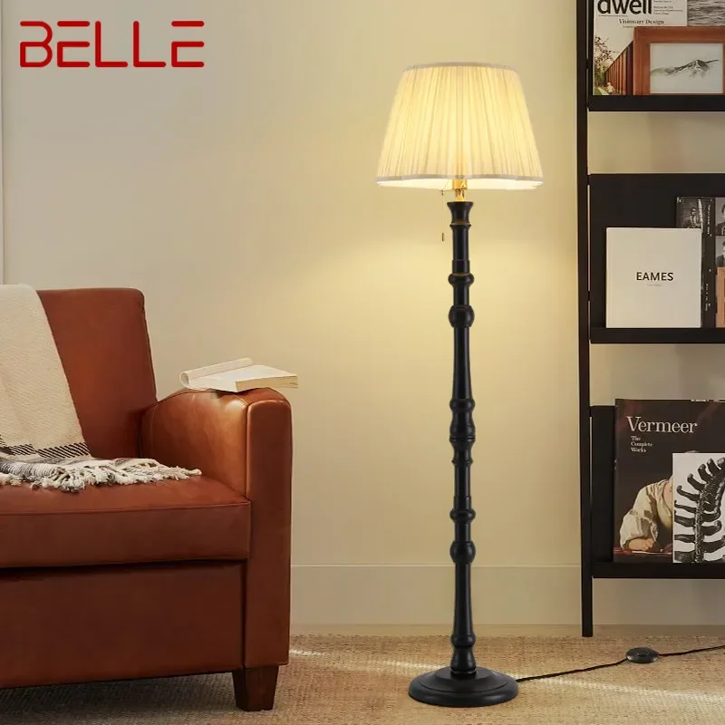 BELLE Contemporary Luxury Floor Lamp  American Retro Art Living Room Bedroom Study Villa Hotel LED Decorative Standing Light