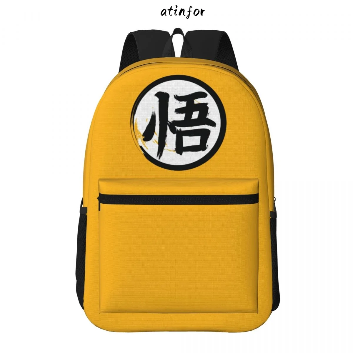 atinfor Anime Gokus Kanji Logo Yellow Printing Men Backpack Laptop Student Bookbag School Bag for Teenage Boys Lovely