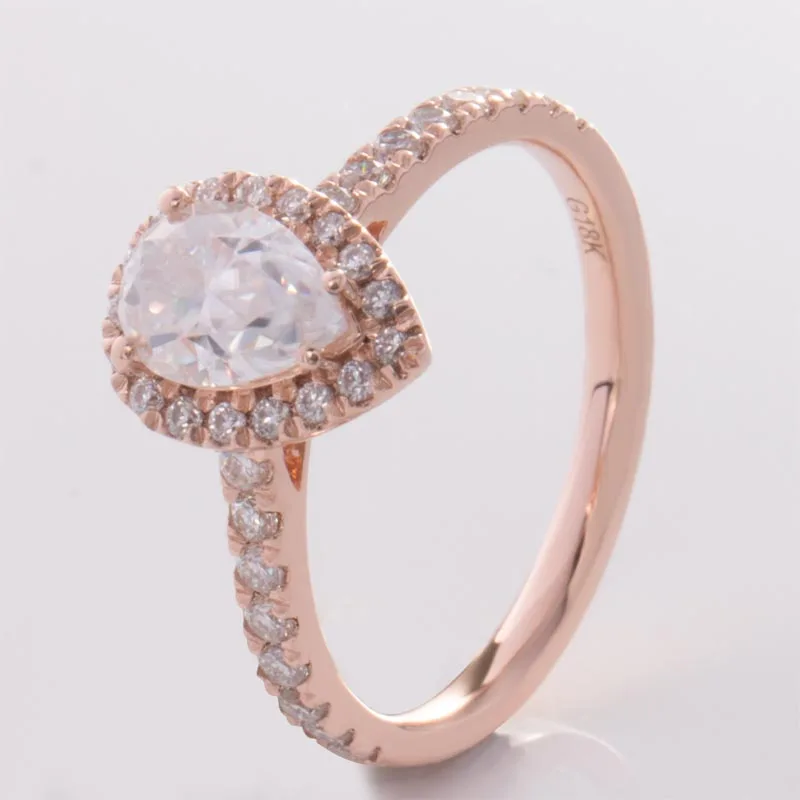 Provence 10K/14K/18K Moissanite Wedding Rings for Women Pear Cut D Color  VVS1 Diy Fine Jewelry Women's Engagement Rings GRA