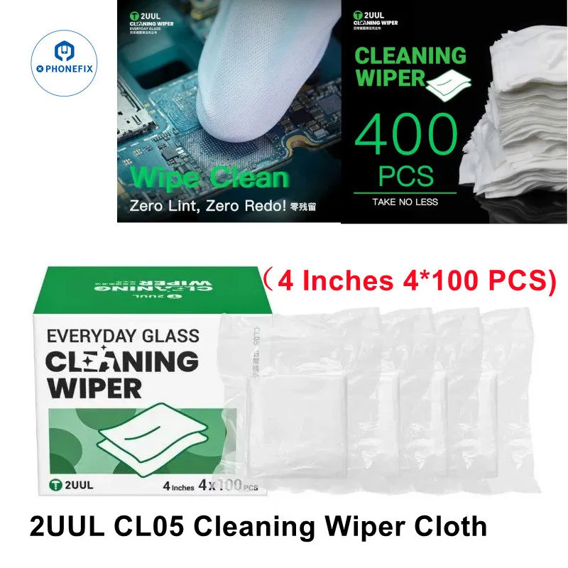 2UUL CL05 400pcs EVERYDAY GLASS Cleaning Wiper Excellent Dust Attraction Universal for Electronics Motherboard LCD Clean Repair