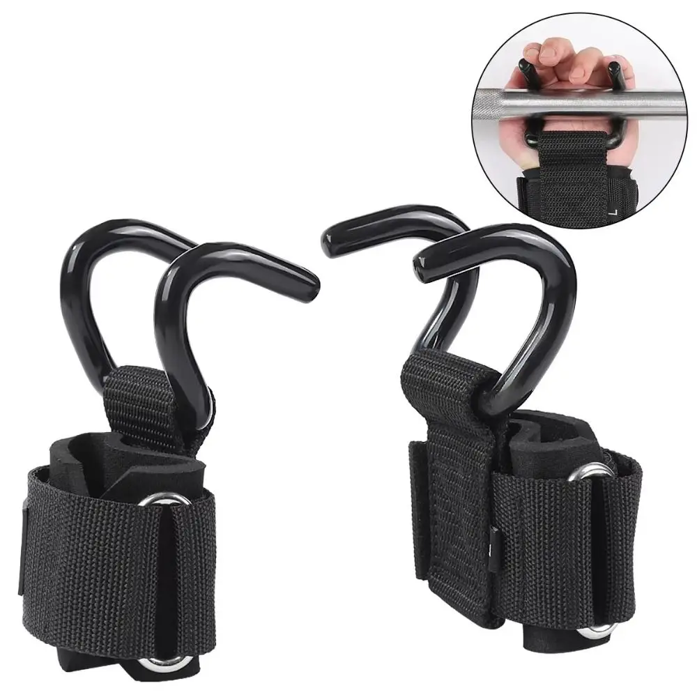 

2Pcs Adjustable Grips Weight Lifting Hooks Black Wrist Strength Workout Gym Straps Fitness Accessories Fitness Hooks