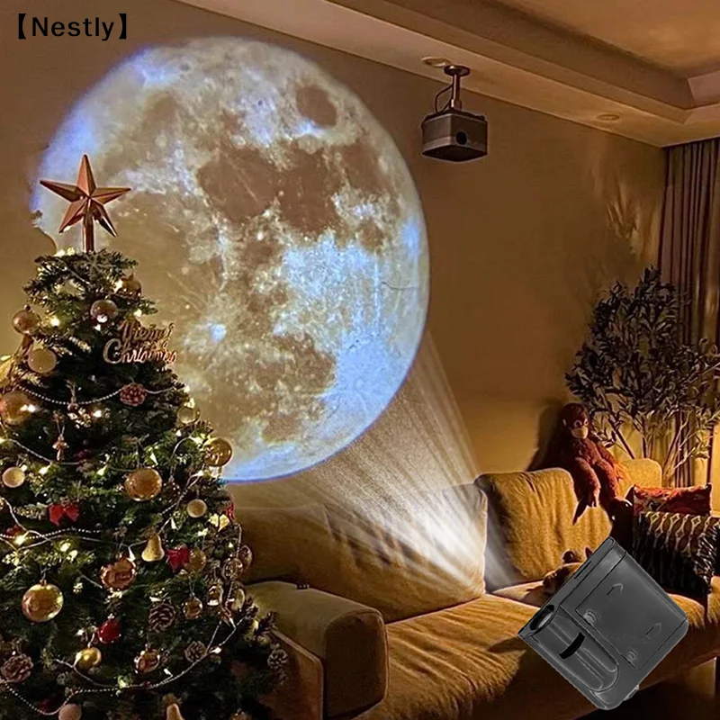 Aurora Moon Galaxy Projection Lamp Creative Background Atmosphere Night Light Earth Projector Photography Lamp 〔Nest〕