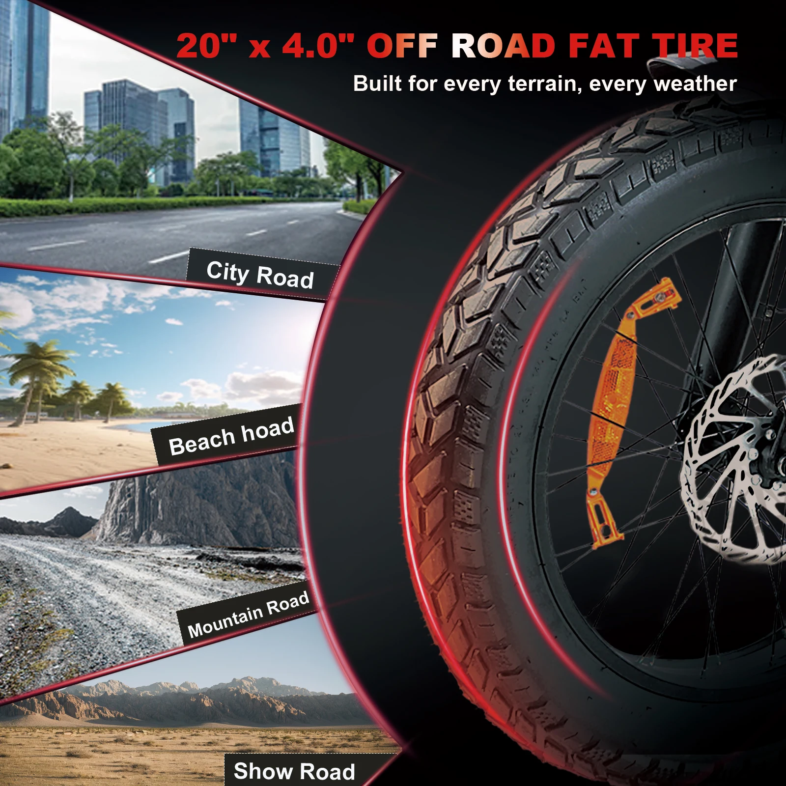 EBIKE 2025 محرك BLJ-DM01 جديد 2000 وات بطارية 60 فولت 30 أمبير، إطارات عريضة 20 بوصة، فرامل هيدروليكية، امتصاص الصدمات الأمامية والخلفية.