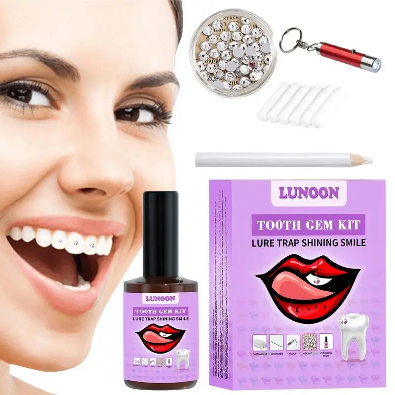 Tooth Gem Kit Professional DIY Tooth Gem Kit With Curing Light And Glues Firm Reliable Clear Precious Stone Crystal Tooth