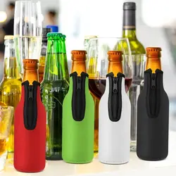 Beer Bottle Cooler Sleeves with Ring Zipper Collapsible Neoprene Insulators for 12oz 330ml Bottles Party Drink Coolies