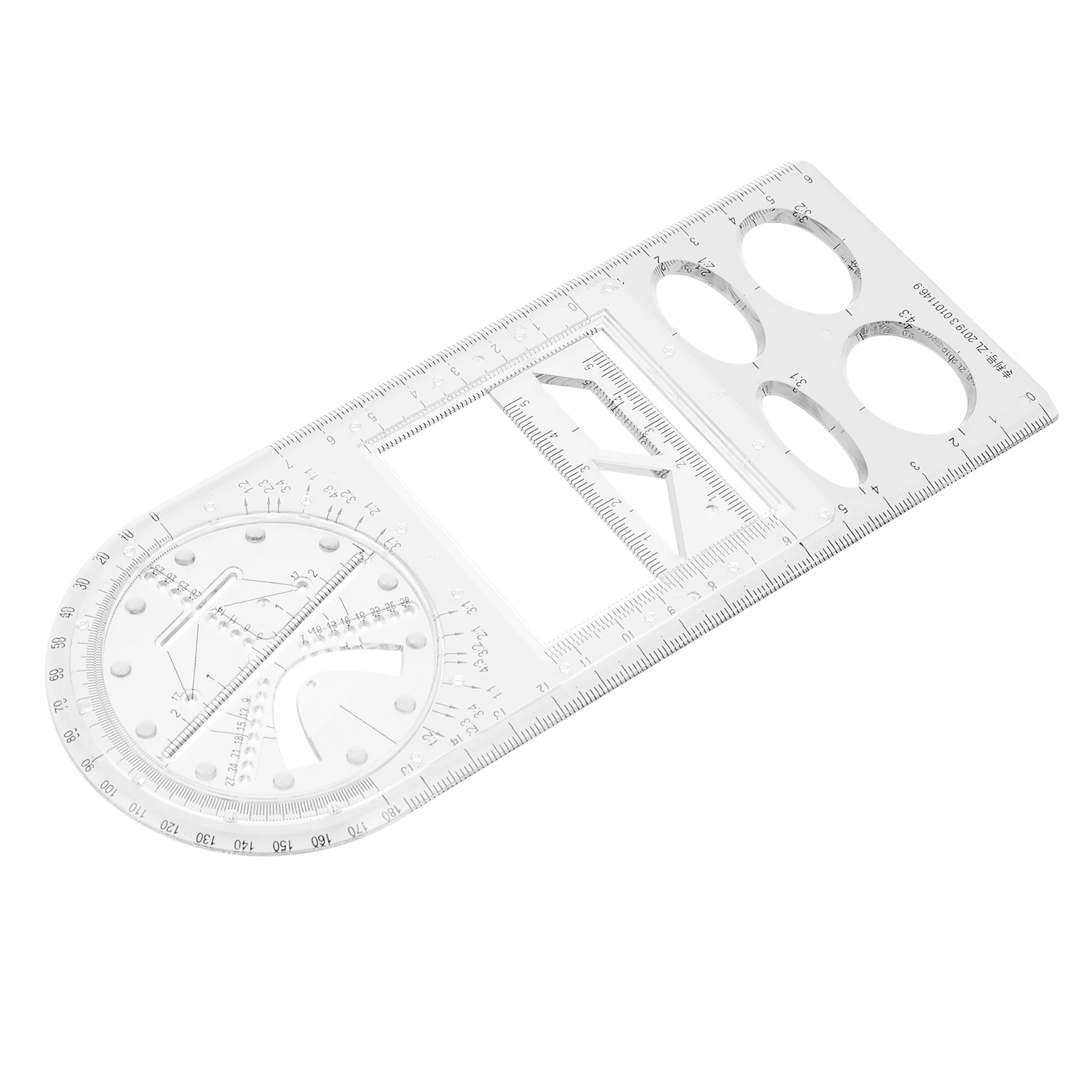 Mini Ruler Drawing Set Plastic Templates White Middle School Student Scale Multifunctional Geometric Tool Architecture Design