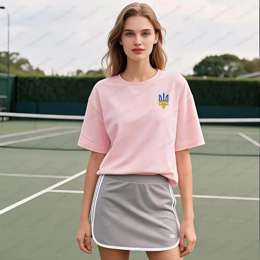 2025 T-shirt da uomo in cotone Tridente ucraino da donna T-shirt estiva a maniche corte stampata Tryzub Symbol Magliette patriottiche casual Top