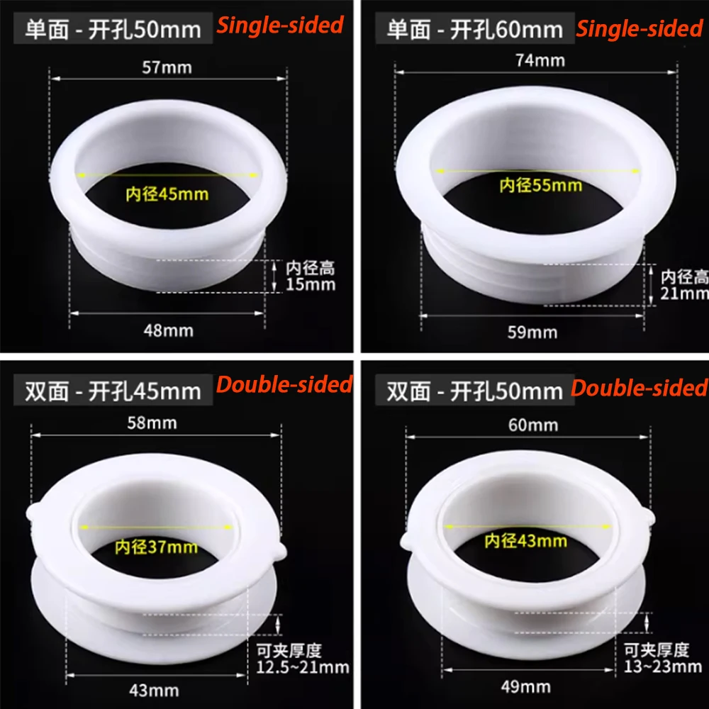 Single/Double-sided 45/50/60/65/80mm Furniture Desktop Cable Protective Vents Holes Stopper Plug Hole Cover Decorative Cap