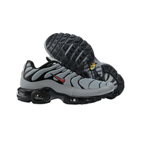 Nike Original Air Max Plus Tn Men Fashion Versatile Anti-slip Wear-resistant Sports Running Shoes Gray-black-red DC1936-002