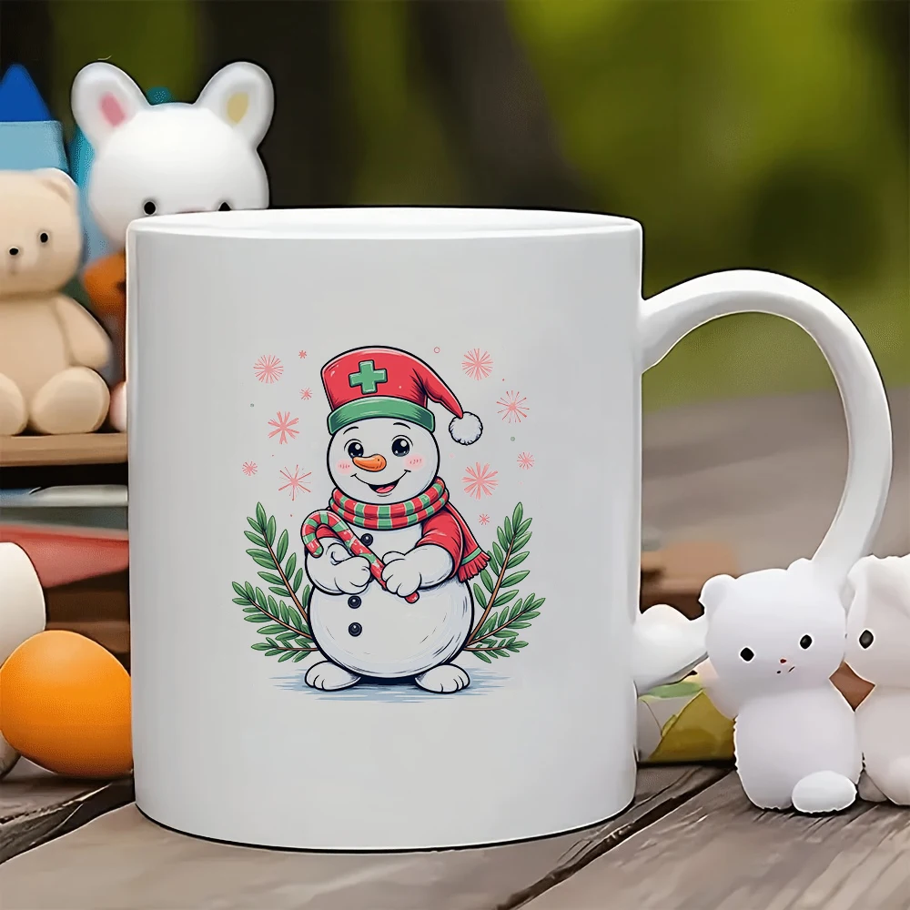 

11oz cartoon snowman mug + Christmas gift Santa Claus water cup kids family office coffee mug