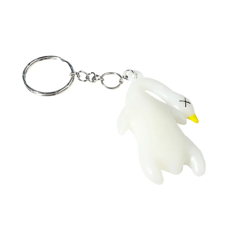 UV Color Changing Mini Roast Duck Keychain Pendant Glow At Night Roast Duck Keychain Ornament Car Rearview Mirror Handbag