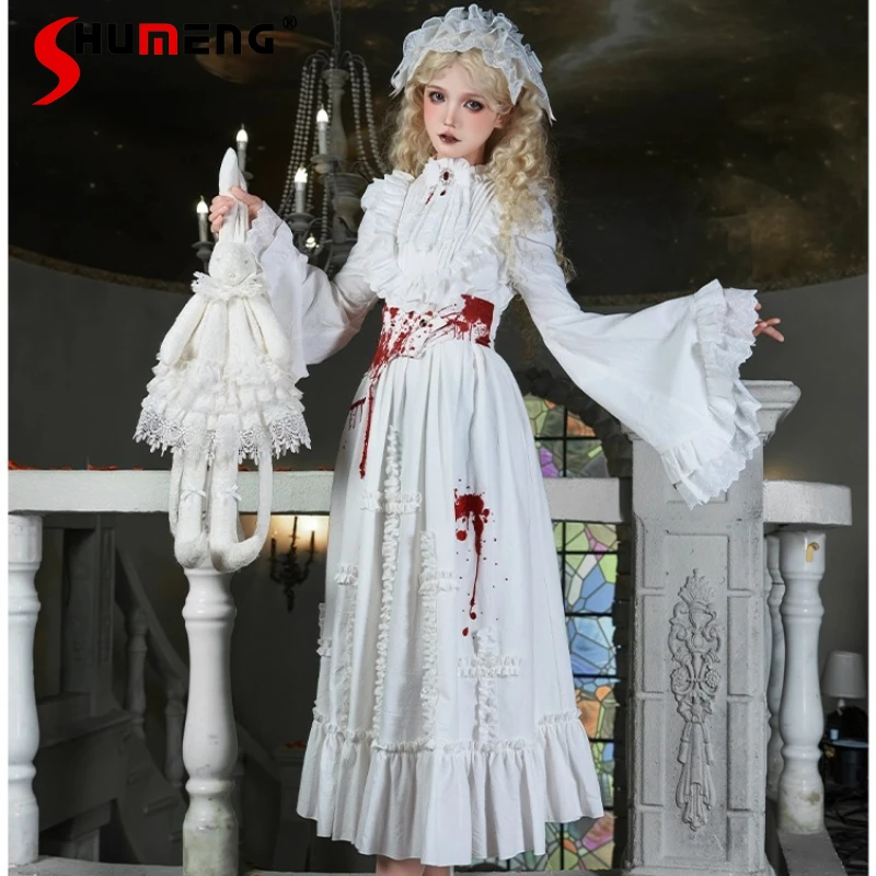 Robe gothique japonaise Y2k à manches longues, robe OP Ultra courte, nouvelle collection automne Lolita, longue taille haute, robes Slim pour dames