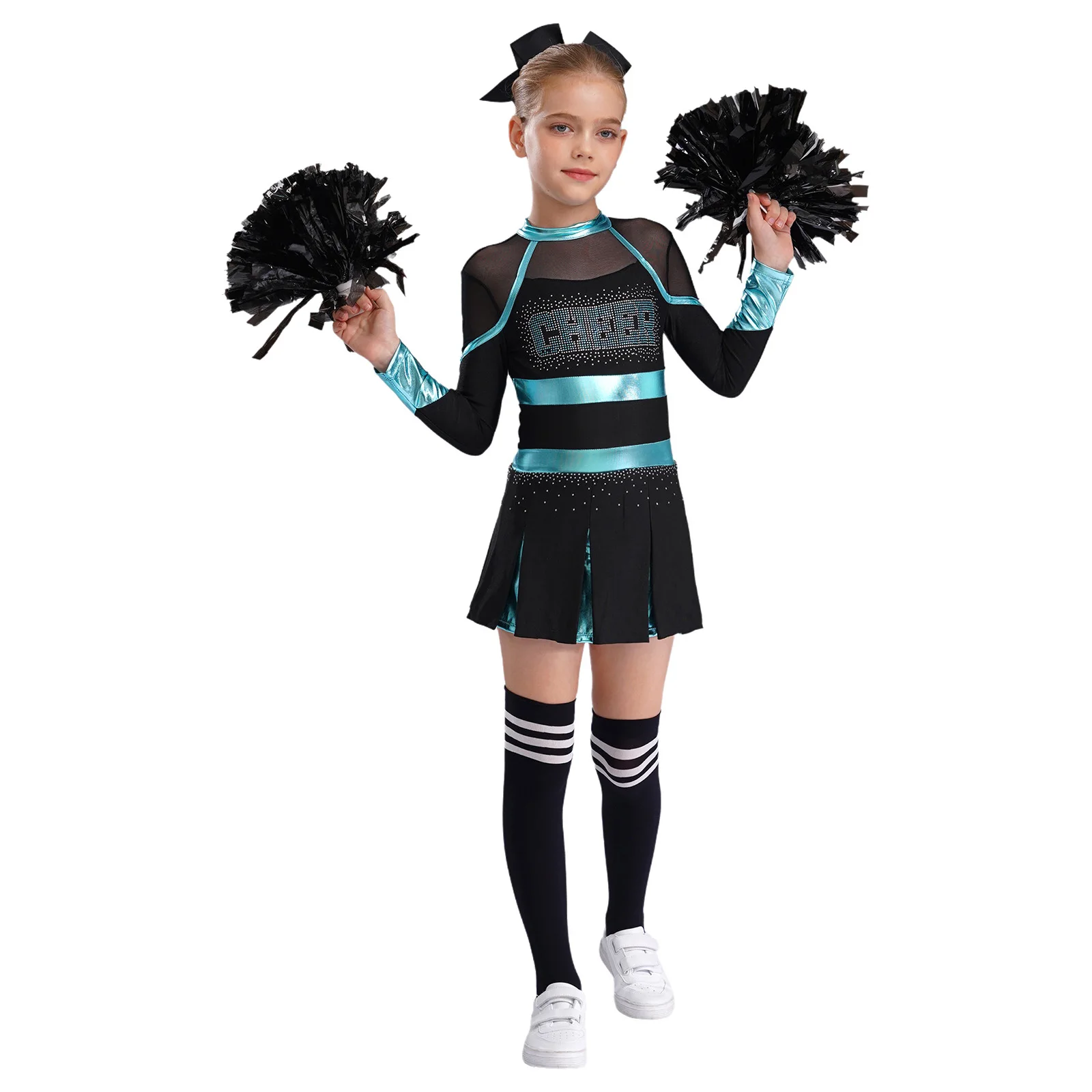 

Kids Girls Cheerleader Costume Outfit Set Halloween Cheerleading Fancy Dress for Birthday Party Cheer Uniform School Performance