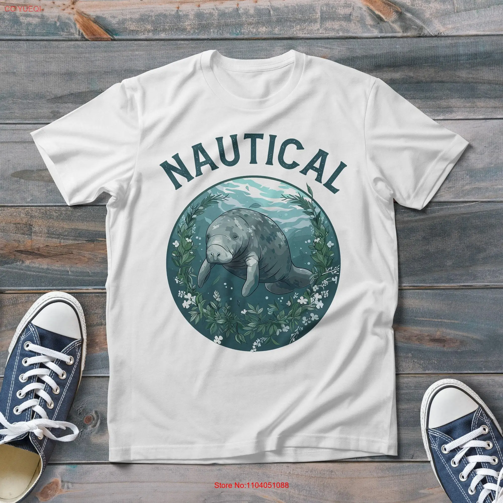 

Manatee Underwater Nautical T Shirt Cottagecore Sea Trendy and Fun Style long or short sleeves