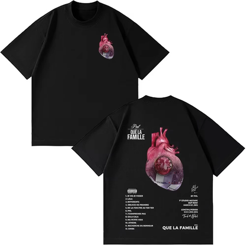 Camiseta del rapero francés PNL Que La Famille Le Monde Chico, camisetas de manga corta a la moda Hip Hop para hombre y mujer, camisetas de algodón con cuello redondo