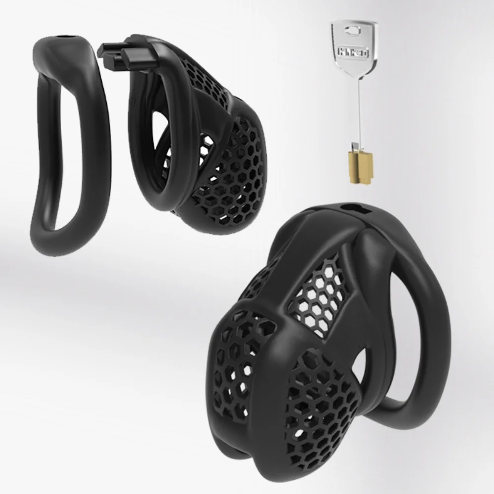 2025 NEW Beehive Pro Male Chastity Device Breathable Cock Cage Mini Lock with 4 Penis Rings Bondage Fetish Adult Sex Toy for Men