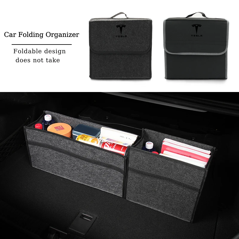 Car Trunk Organizer Folding Anti Slip Compartment Boot Storage Bag For Tesla Model 3 Model S Model X Model Y Roadster Coil