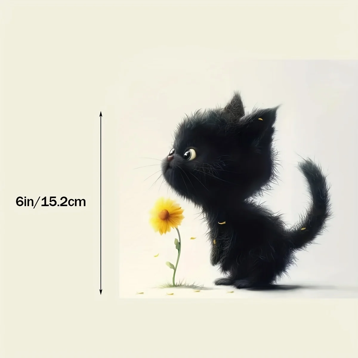 1pc 6-Inch Black Cat & Flowers Vinyl Sticker, Waterproof Decal for Laptop, Bottle, Truck, Phone, Motorcycle, Window, Wall & Cup