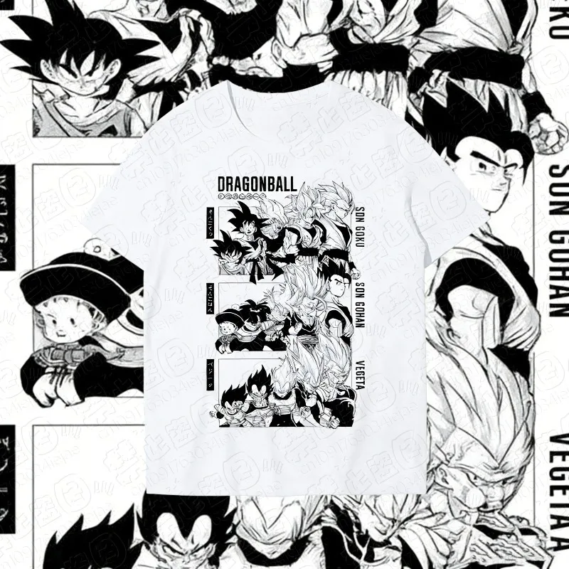 

2026 Summer Dragon Ball 100% Cotton Printed T-shirt Men's New Anime Printed Comfortable and Breathable Plus Size Casual Loose